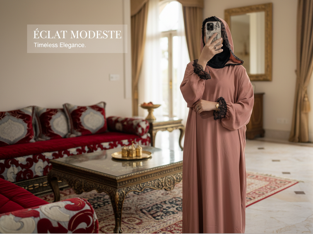 Bannière Abaya Rose Poudré